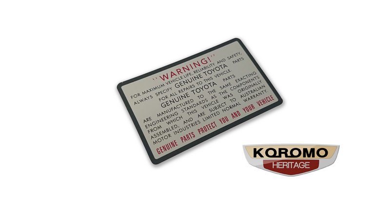 Warning Decal (Genuine Parts) suitable for Toyota Corolla Crown Corona
